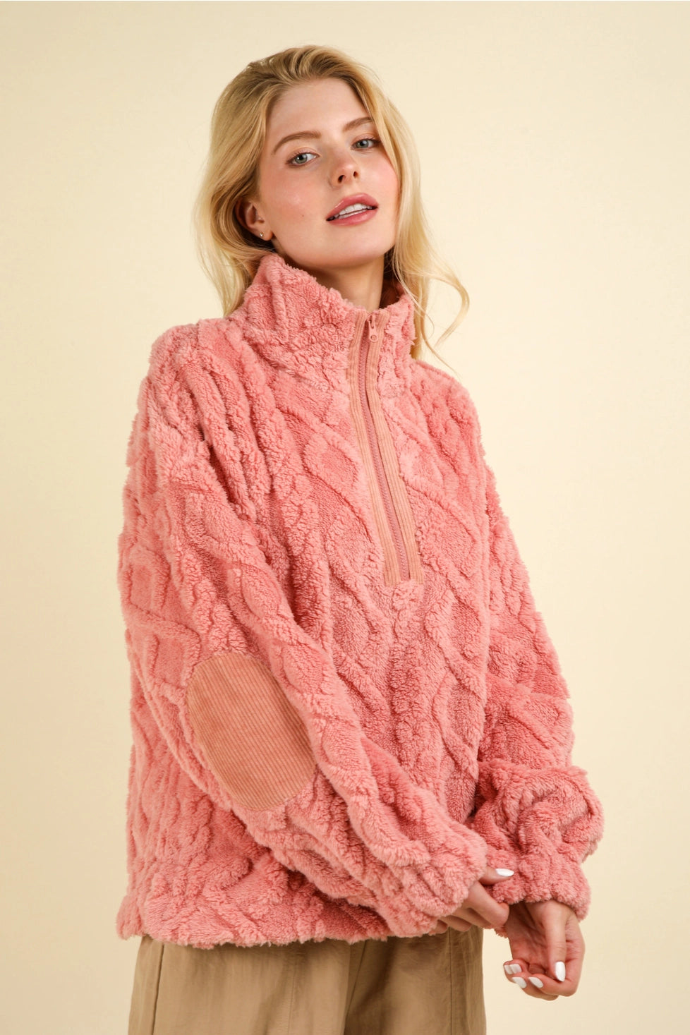 Feeling Cozy Textured Fleece Pullover