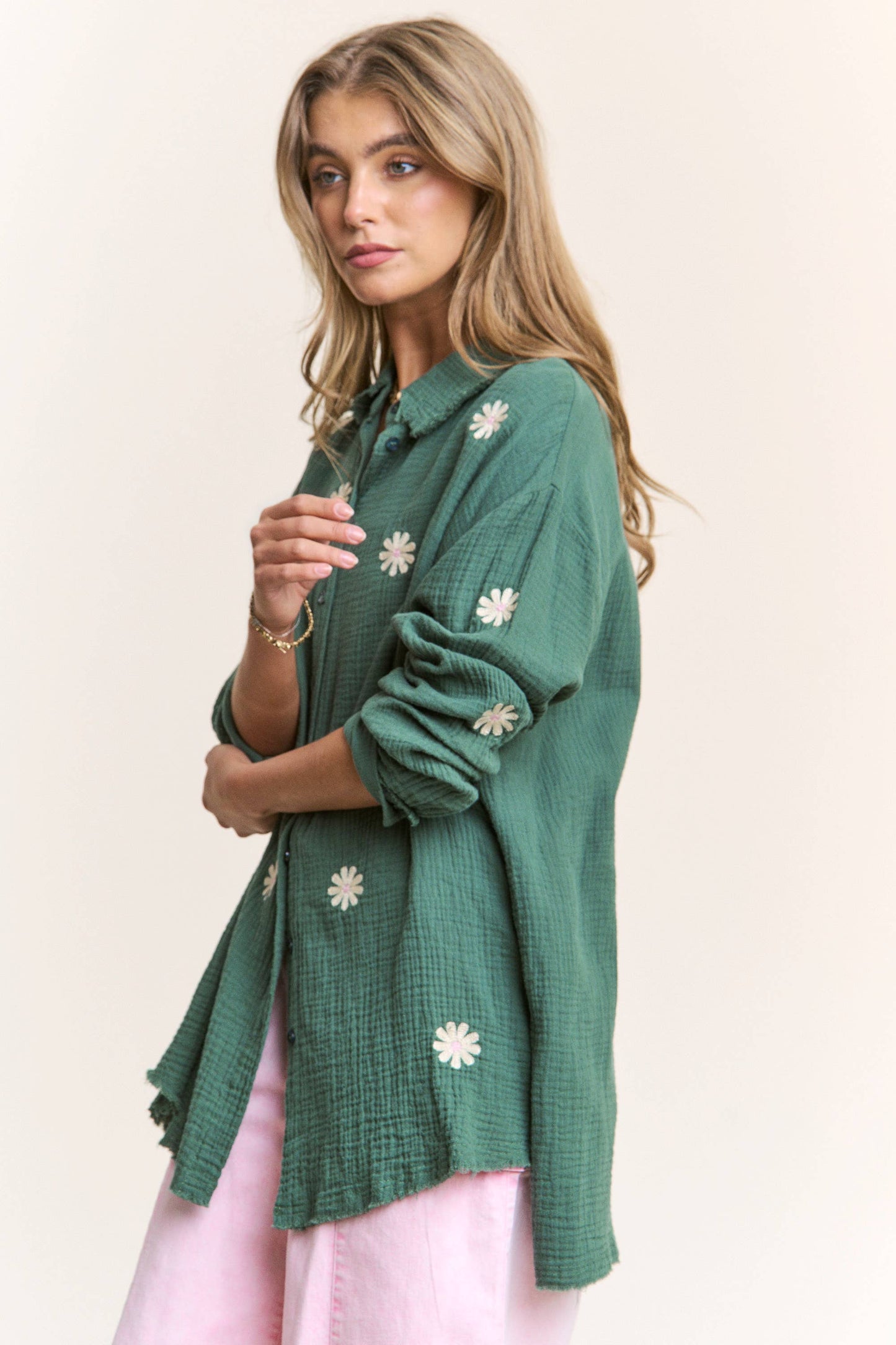 Daisy Gauze Embroidered Top