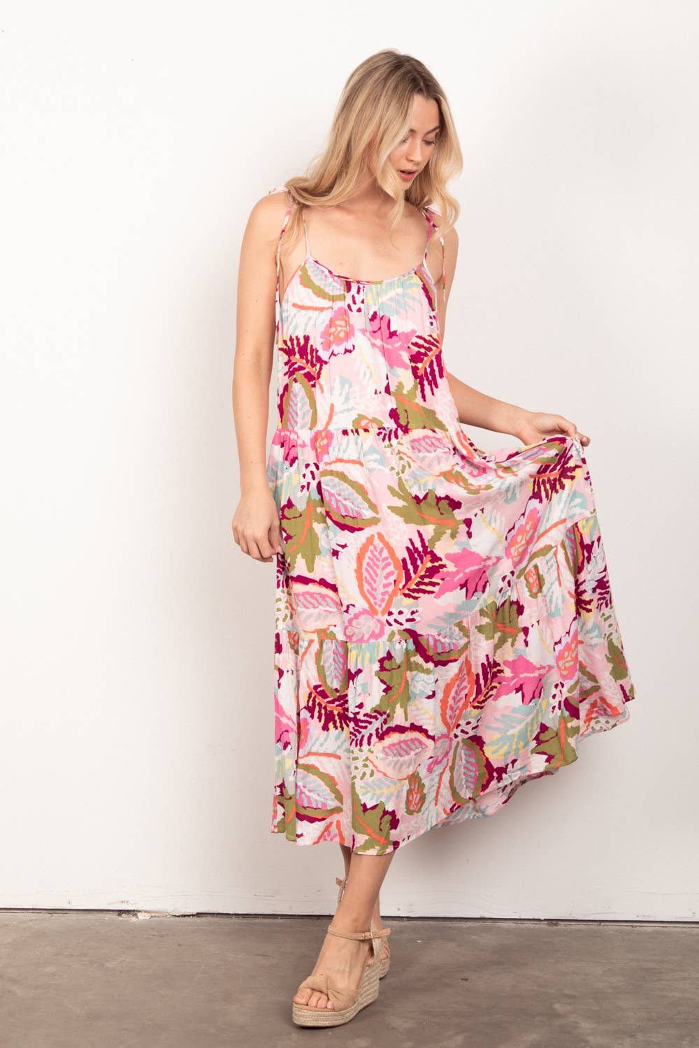 Tropical Print Midi Dress (Plus)