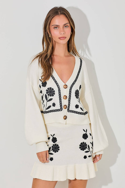 Embroidered Floral Cardigan