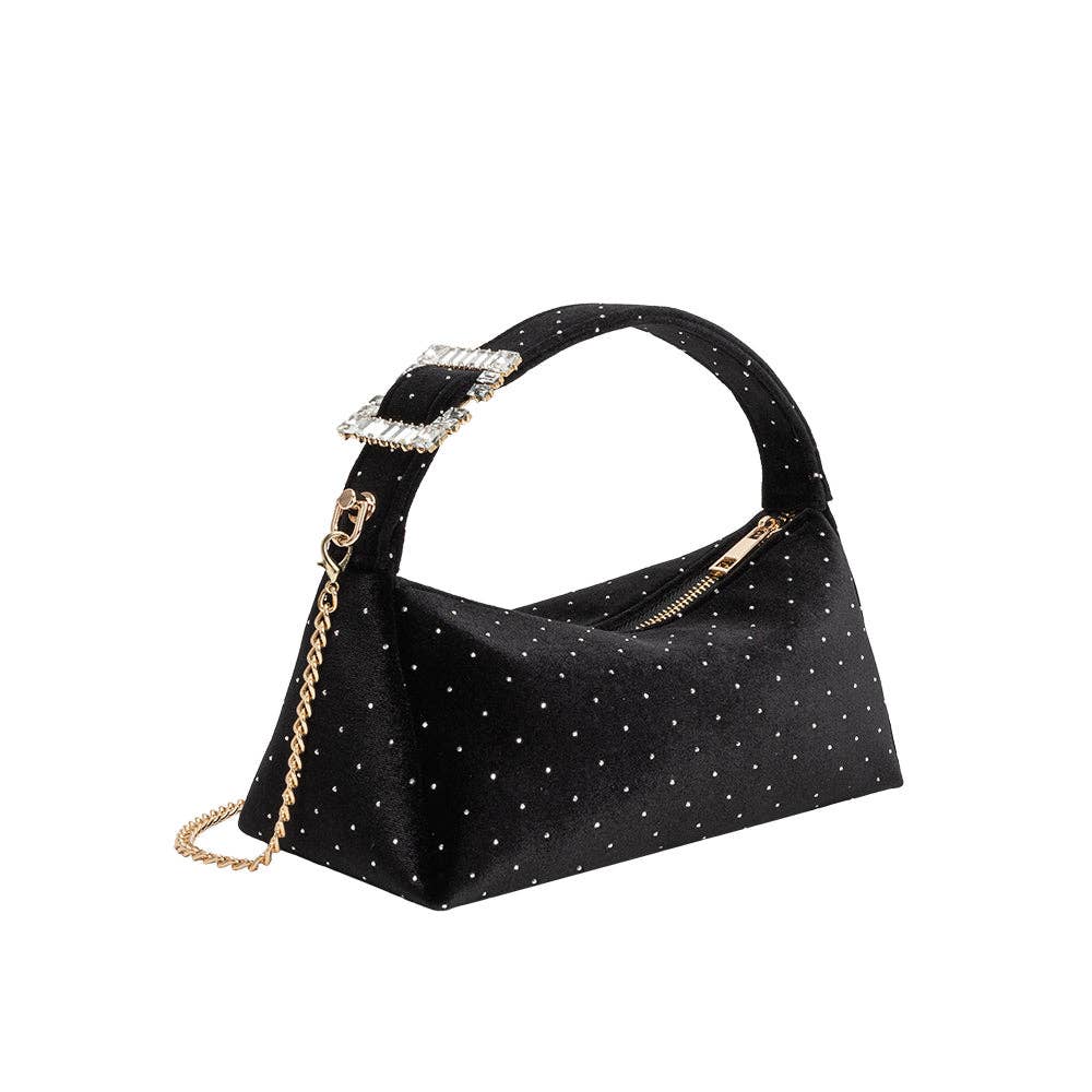 Shanice Black Velvet Crossbody Bag