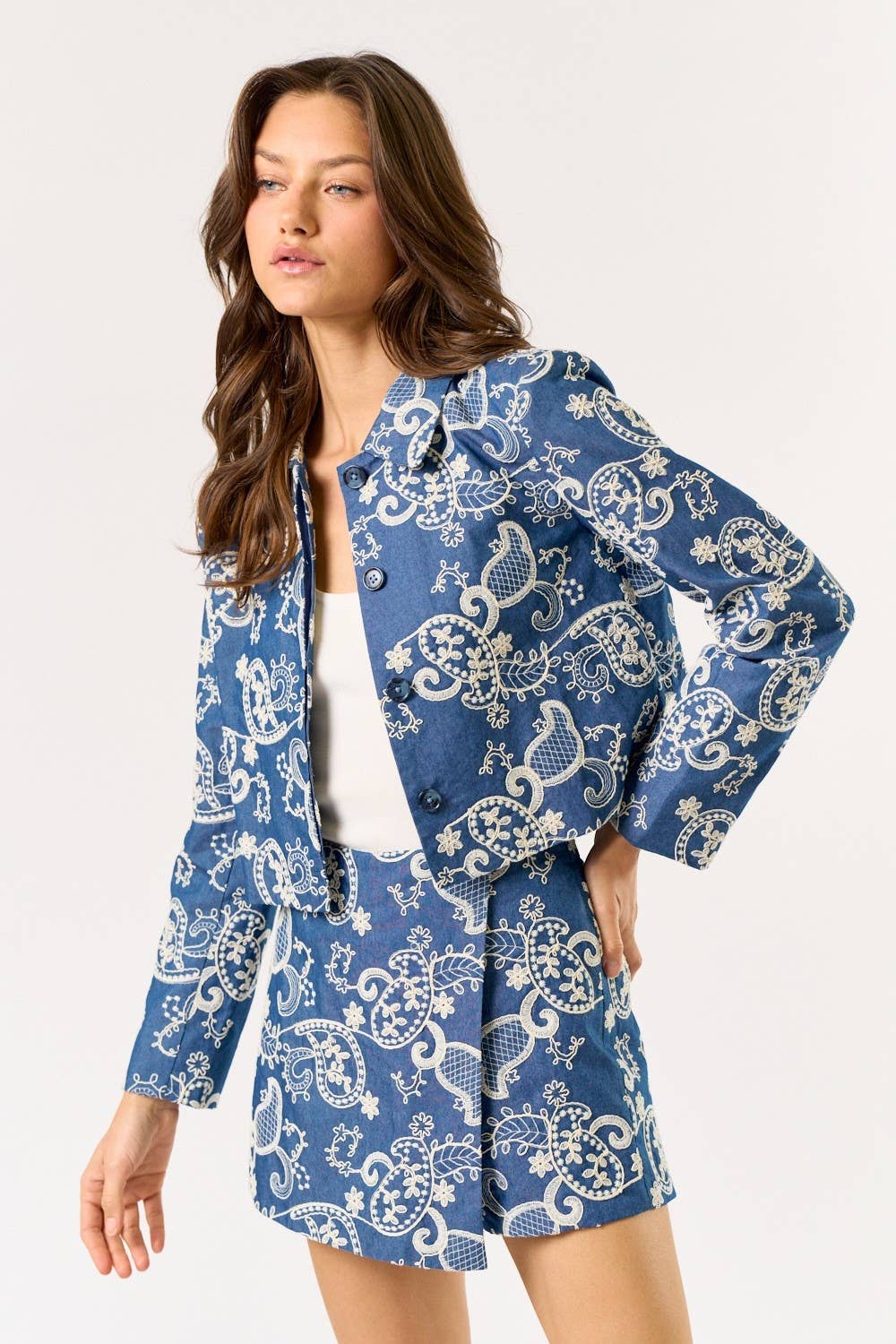 Floral Embroidered Denim Jacket