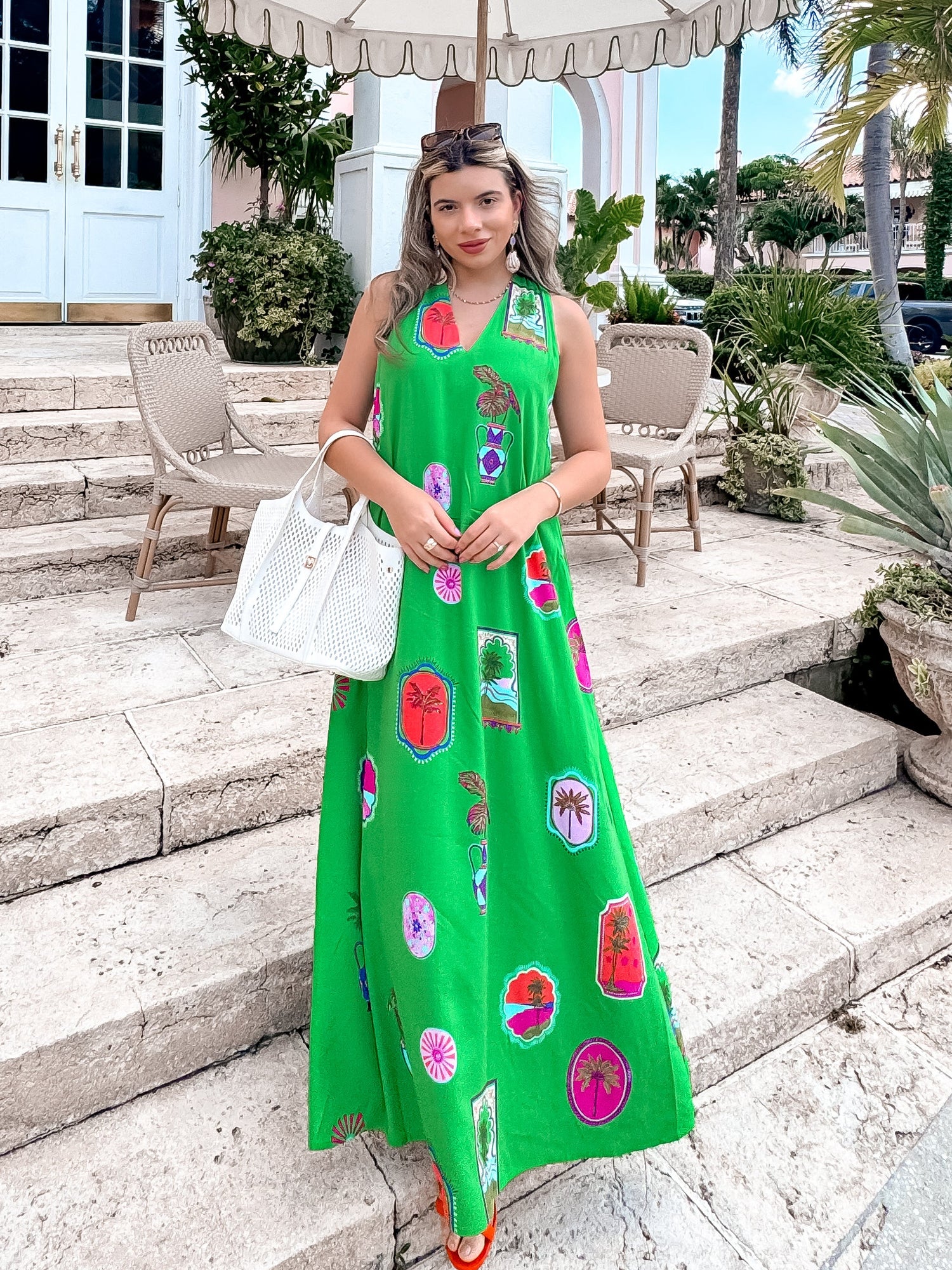 Tropical Postcard Halter Neck Maxi Dress