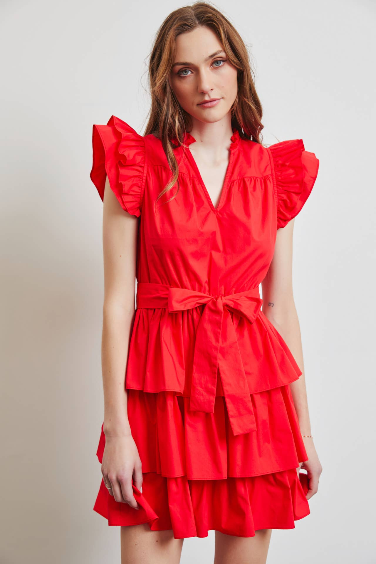 Cherry on Top Poplin Ruffle Dress