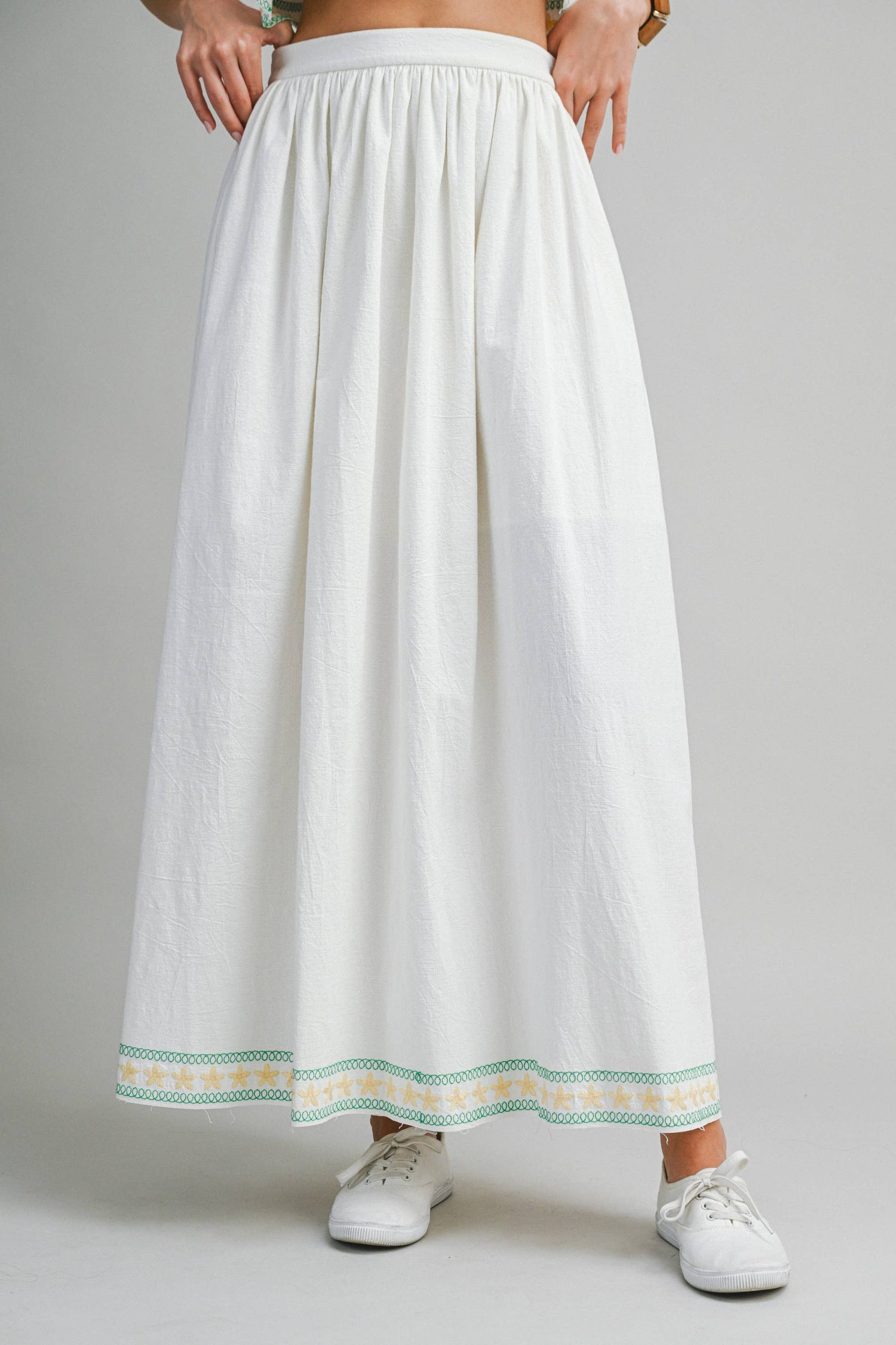 Palmette Embroidered Maxi Skirt
