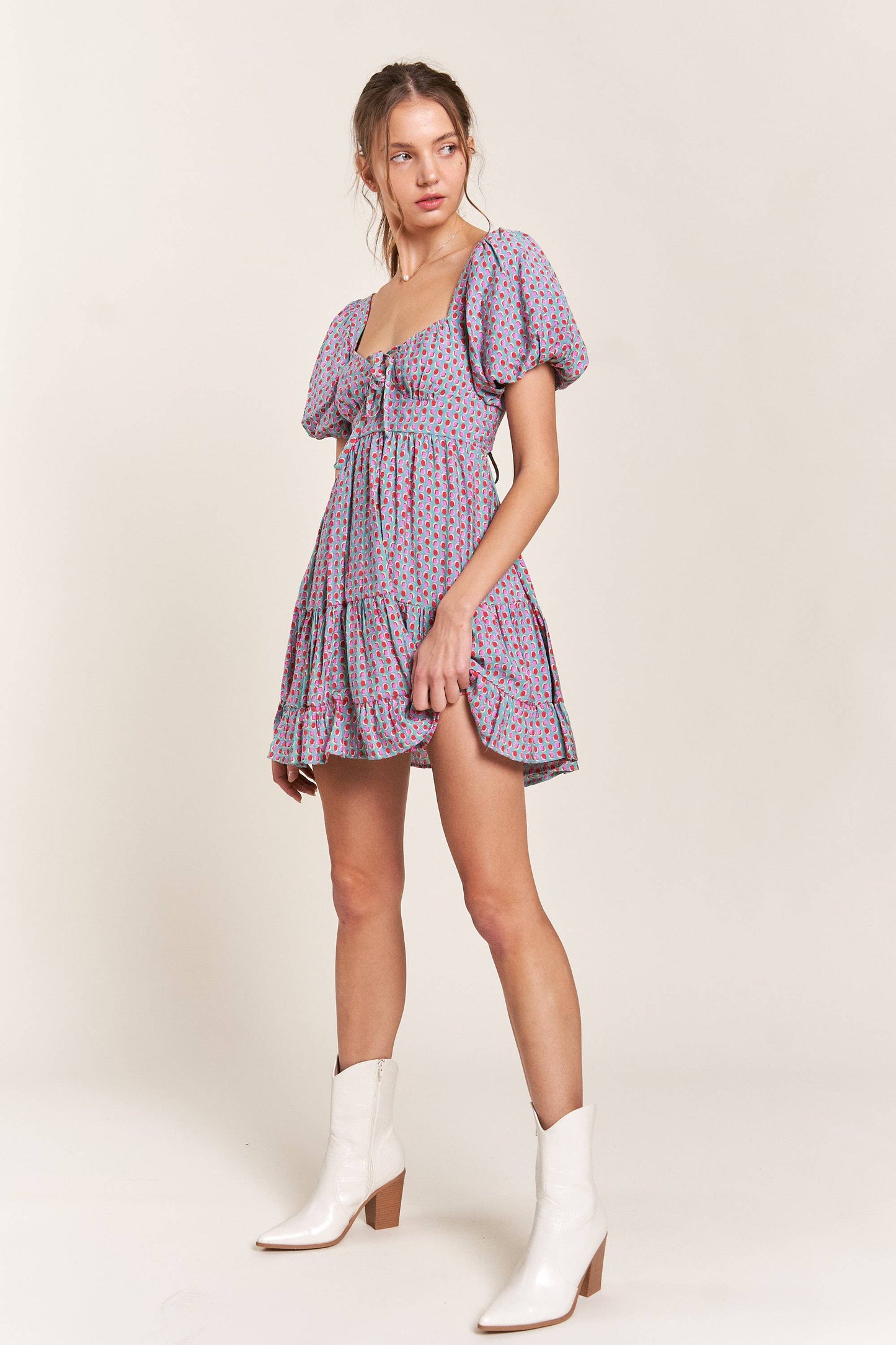 Puff Sleeve Mini Dress