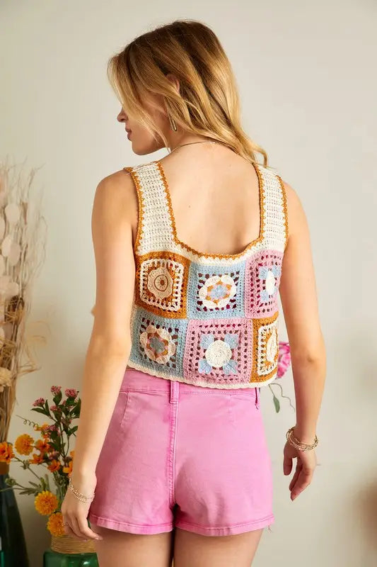 Multi Color Crochet Crop Top