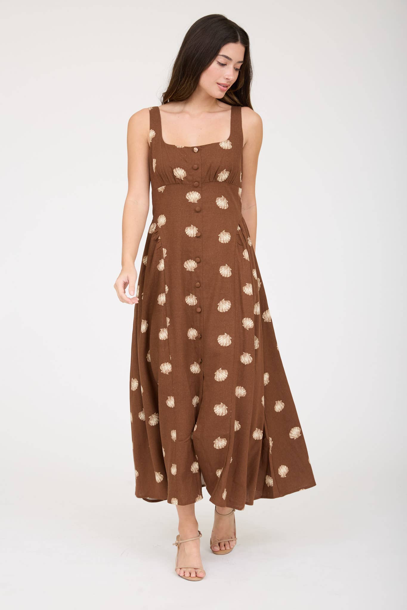 Shell Print Midi Dress