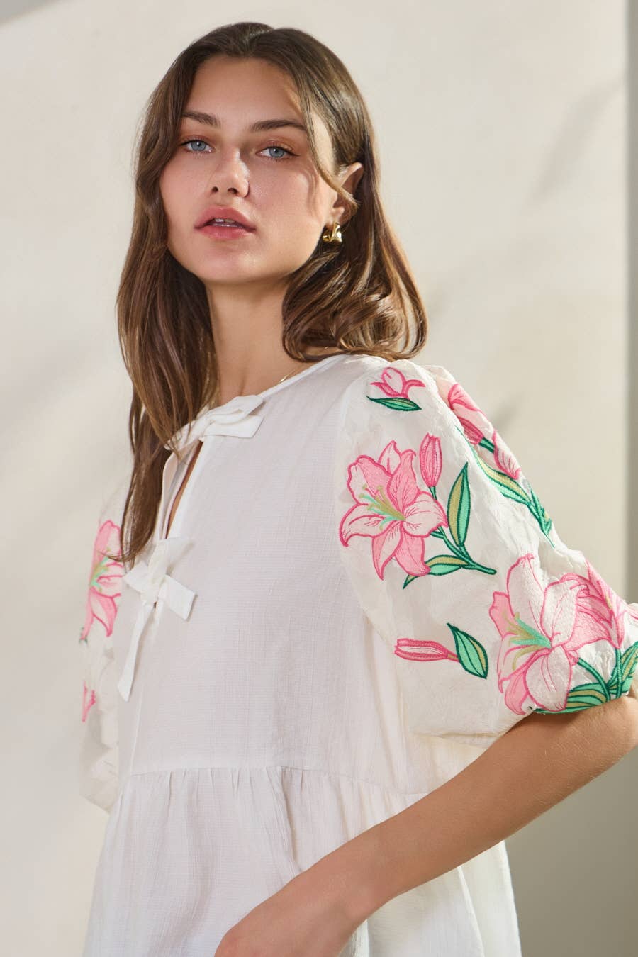 Embroidered Sleeve Blouse