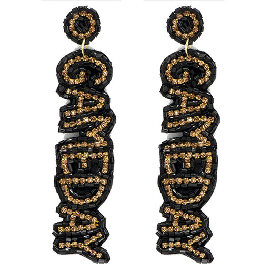 Game Day Letter Beaded Rhinestone Post Earrings