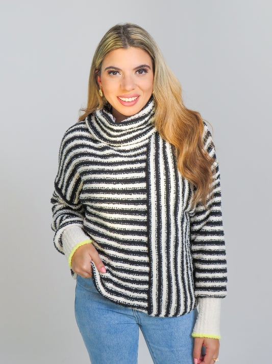 Serene Stripes Mock Neck Sweater