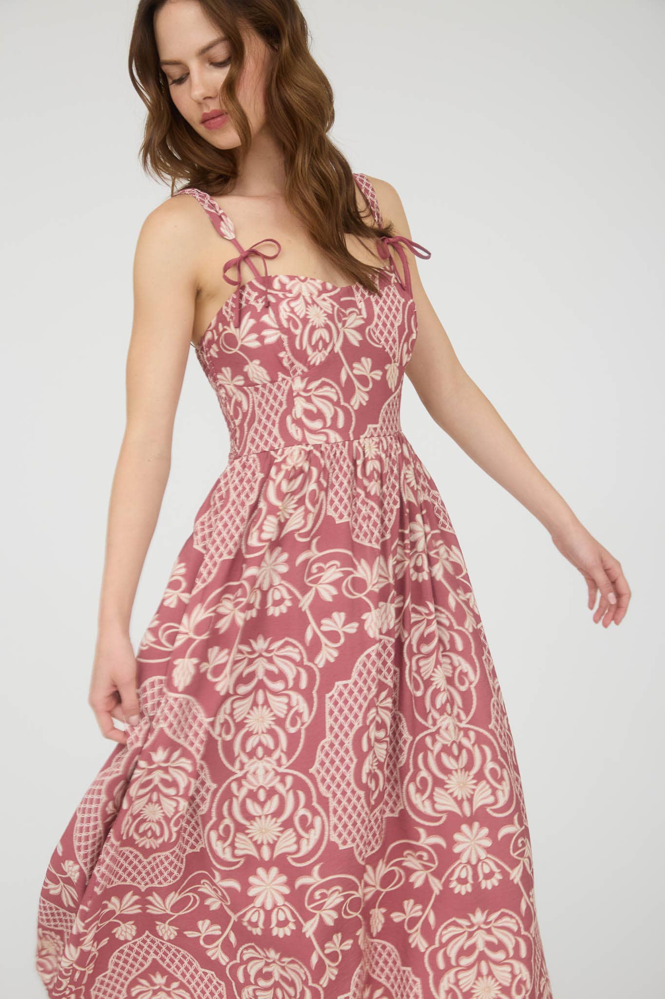Floral Damask Midi Dress