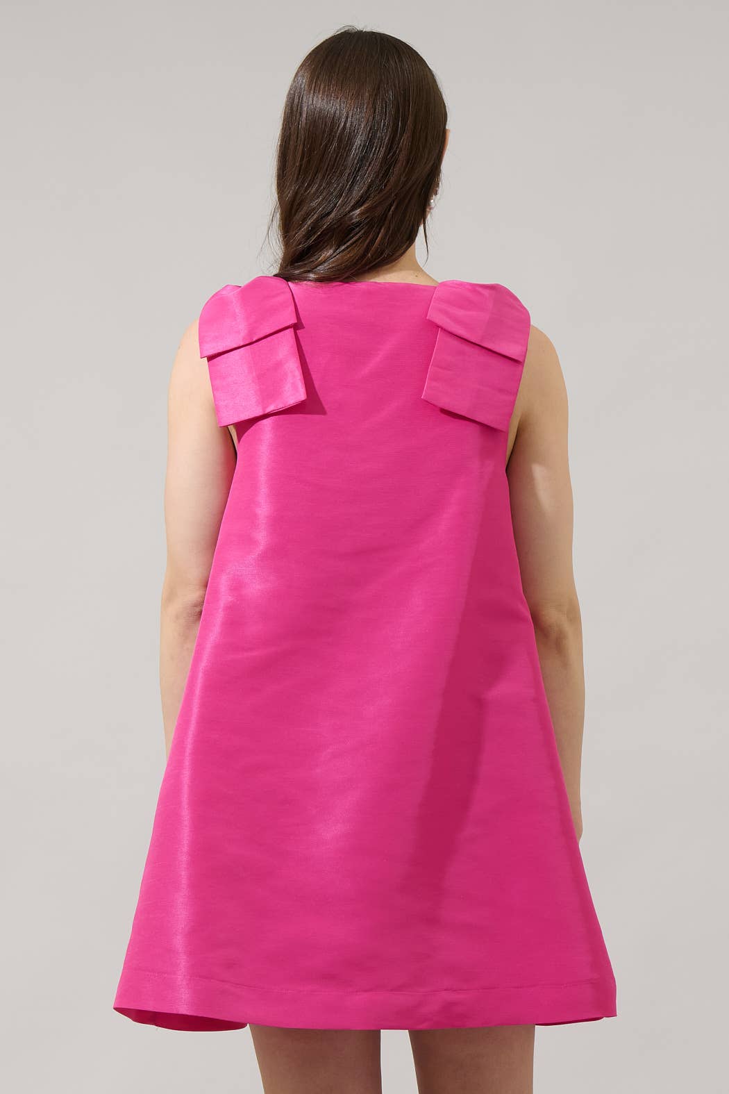 Shoulder Bow Trapeze Mini Dress