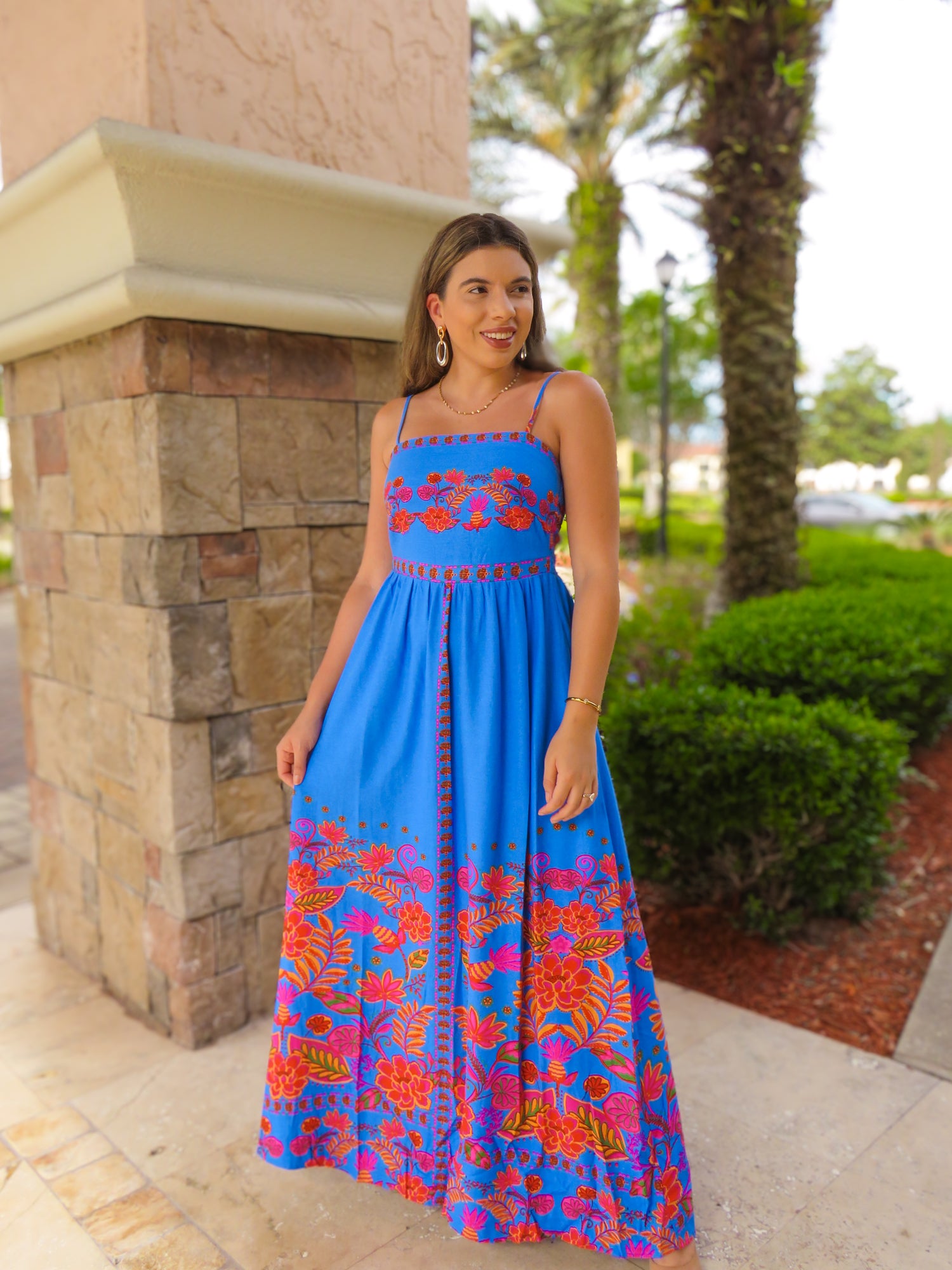 Maline Linen Maxi Dress Floral