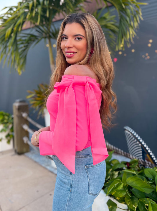 Lacie Off Shoulder Bow Top