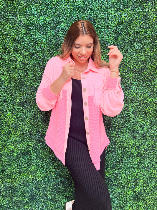 Candie Pink Knit Shacket