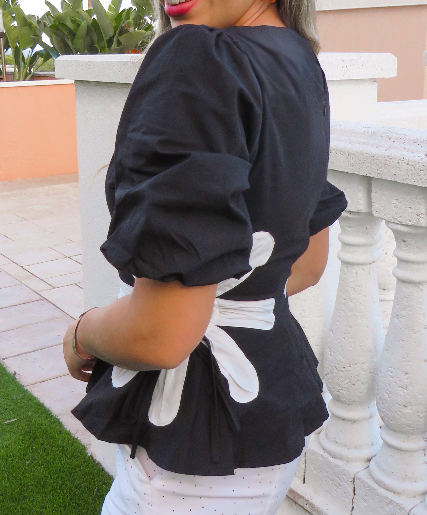 Flower Color-Block Poplin Top