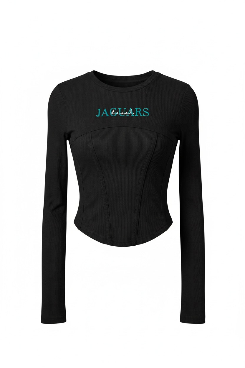 Corset Long Sleeve Tee with Embroidery