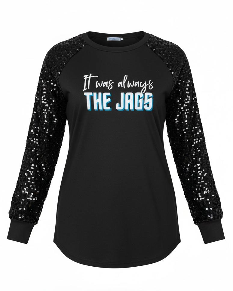 Always the Jags Sequin Contrast Pullover Top