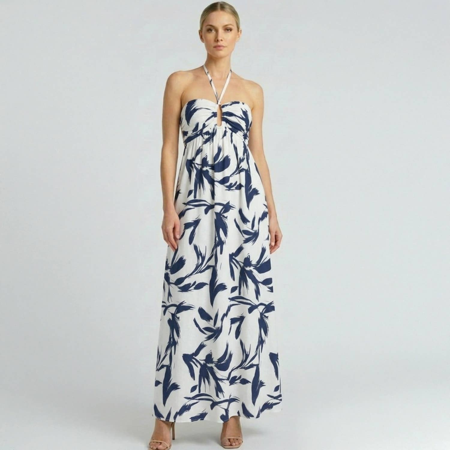 Tropical Halter Maxi Dress