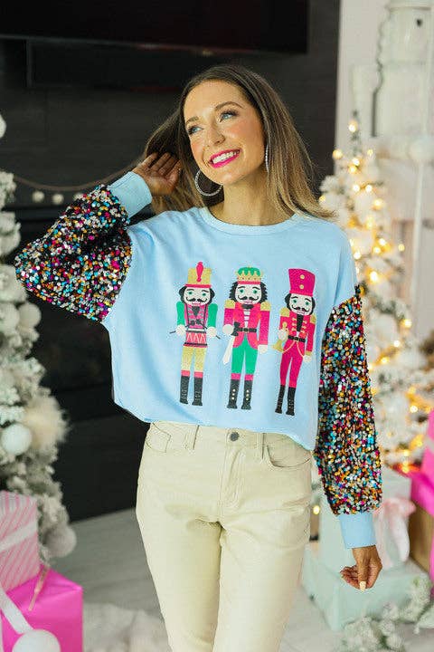 Nutcracker Top with Sequin Sleeves