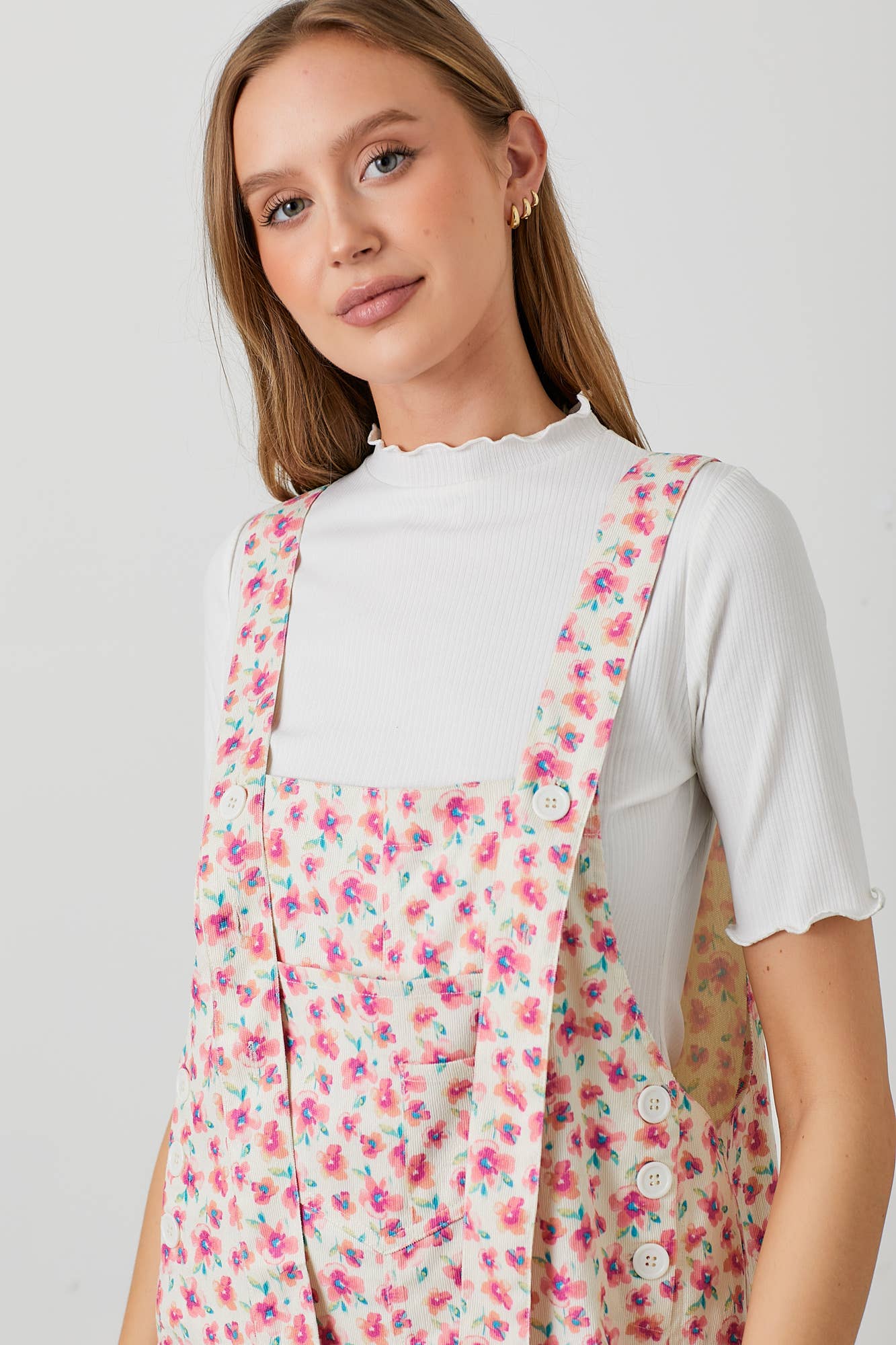 Corduroy Cutie Floral Overalls