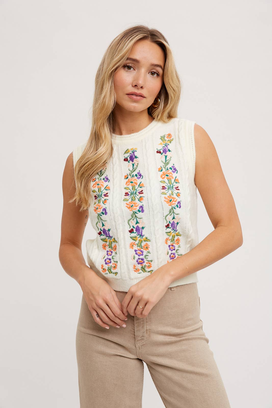 Storybook Garden Sleeveless Sweater Top