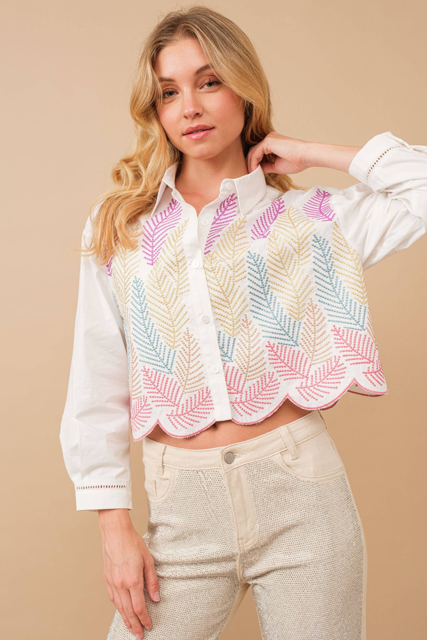 Aurora Metallic Embroidery Shirt