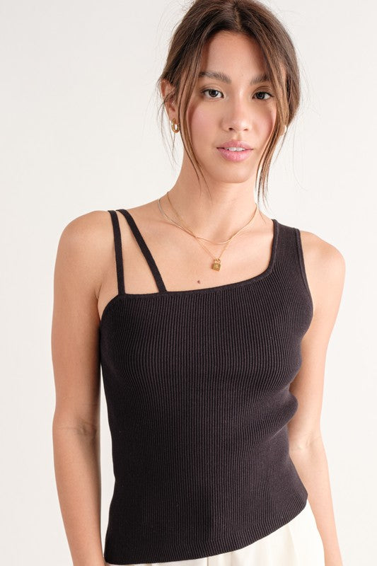 Joelle One Shoulder Ribbed Top