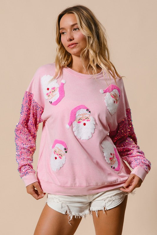 Sequin Sleeve Santa Sweatshirt