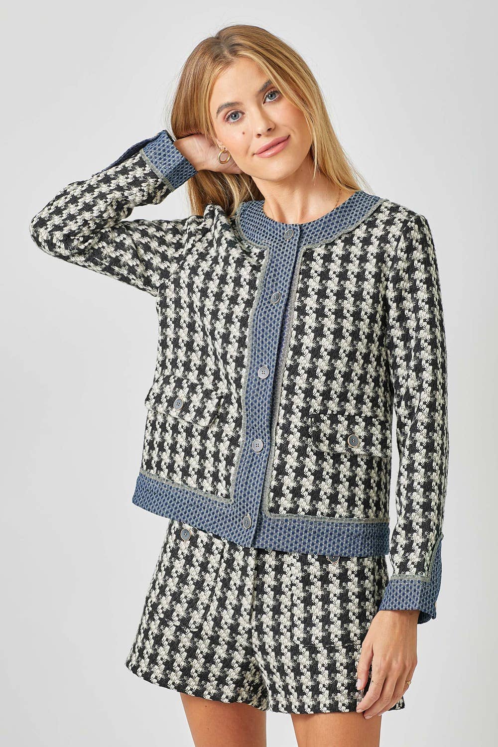 C'est Femme Houndstooth Tweed Jacket