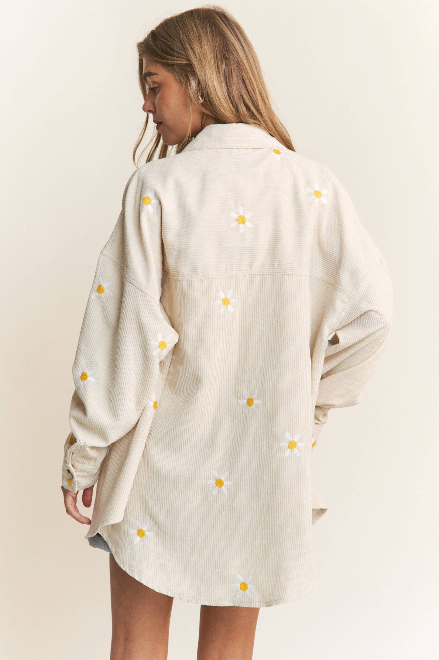 Autumn Daisy Corduroy Embroidered Top