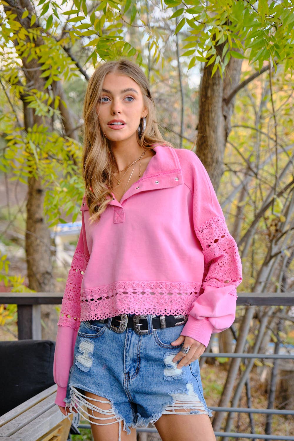 Powerpuff Pink Lace Pullover