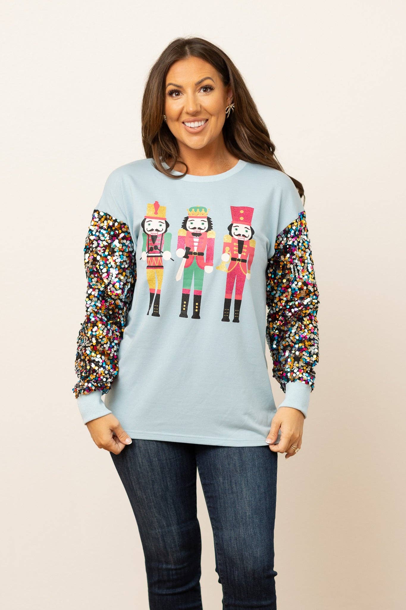 Nutcracker Top with Sequin Sleeves