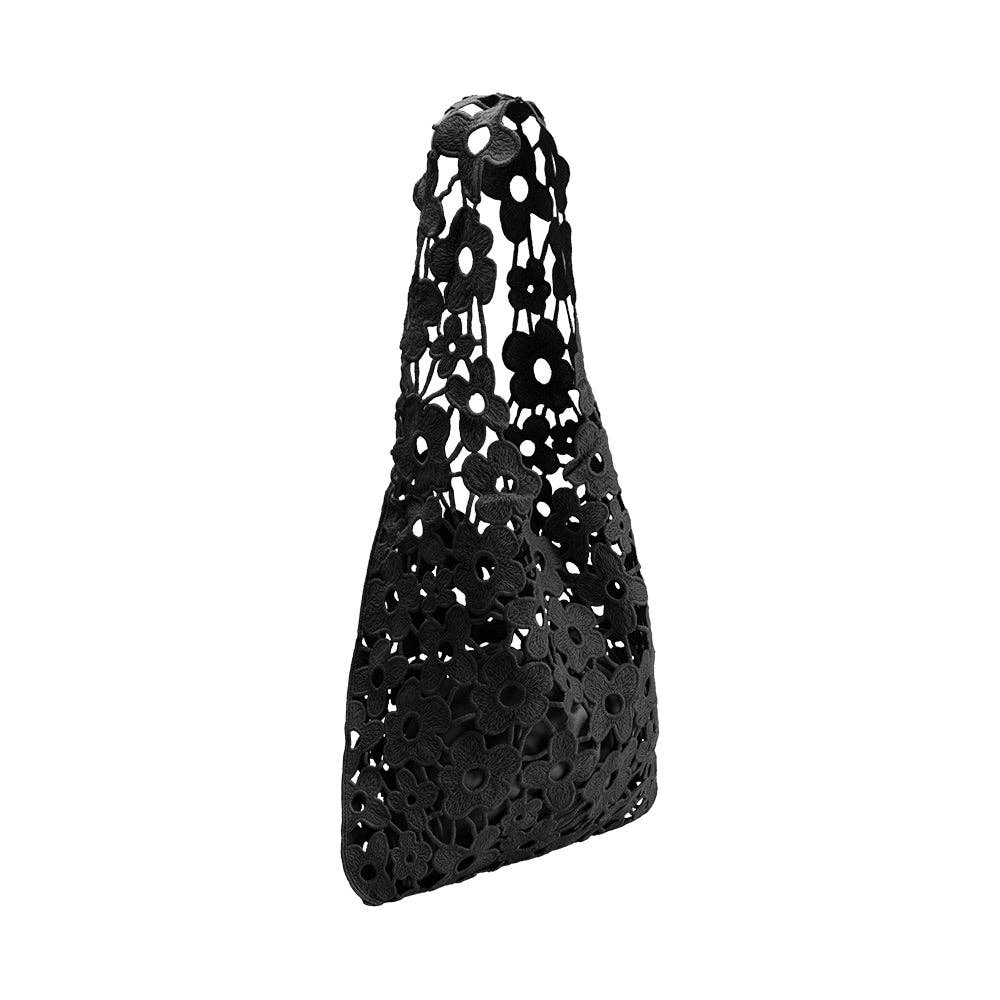Aster Black Floral Shoulder Bag