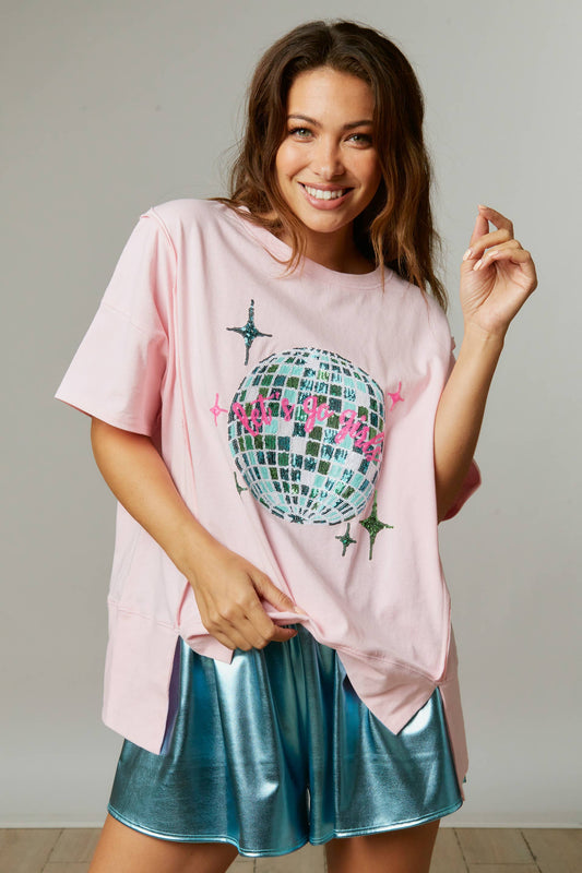 Let's Go Girls Disco Ball Sequin Tee