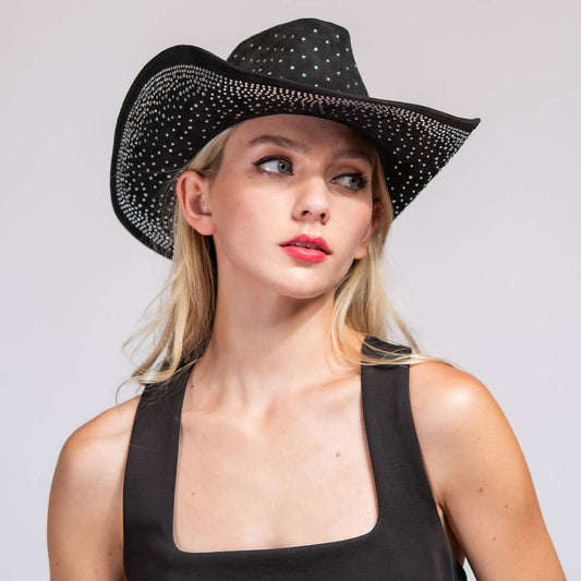 Fashion Rhinestone  Jeweled Cow Boy Hat