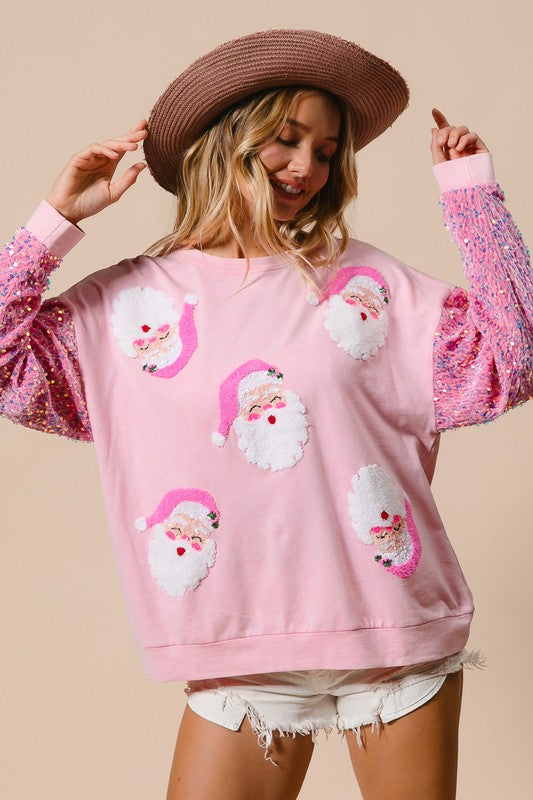 Sequin Sleeve Santa Sweatshirt