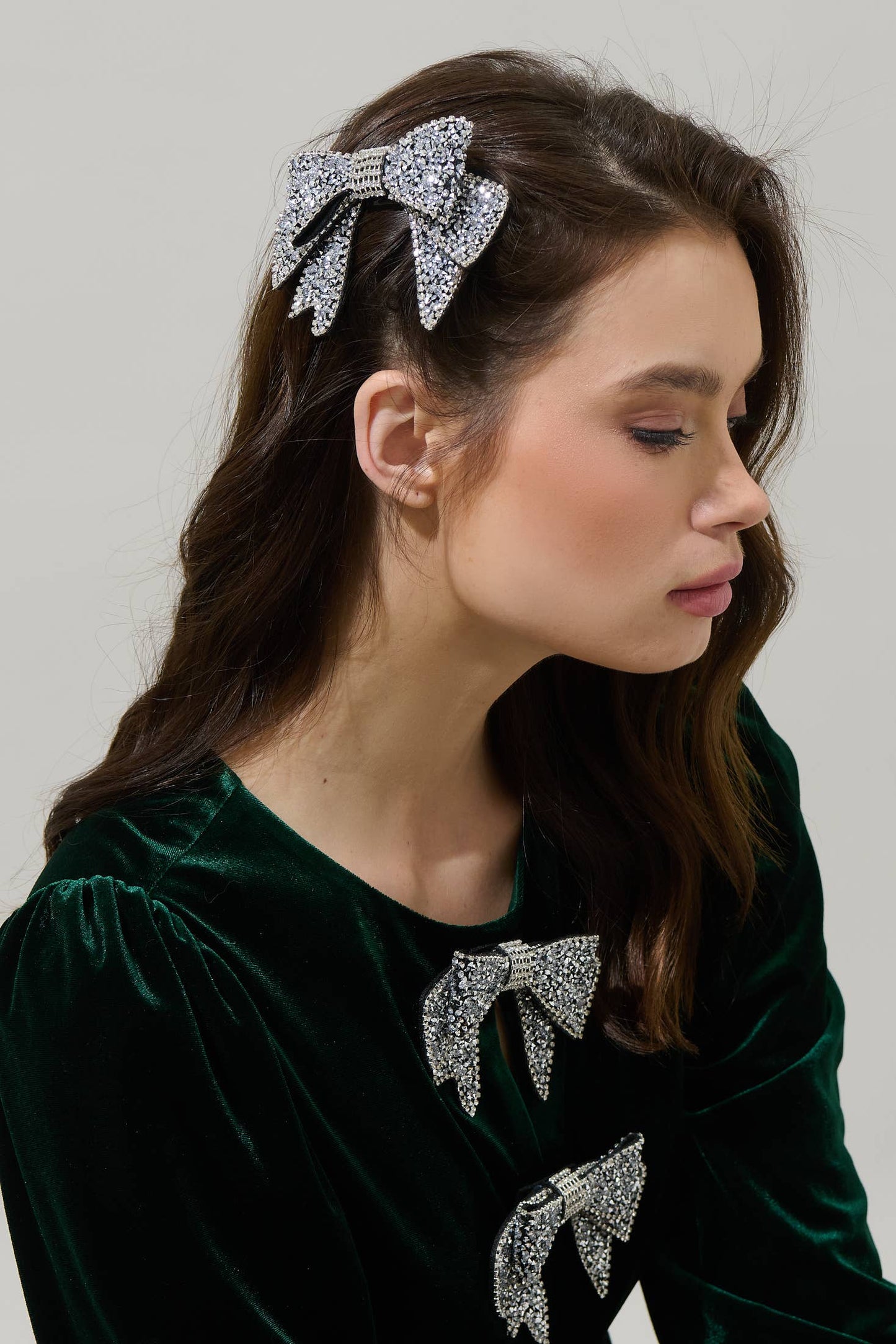 Rhinestone Bow Hair Clip