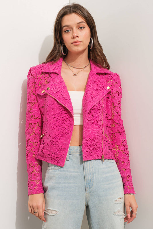 Girls' Night Lace Moto Jacket