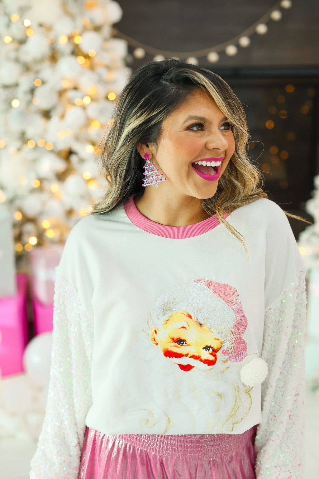 Santa Sparkle Sequin Sleeve Sweatshirt