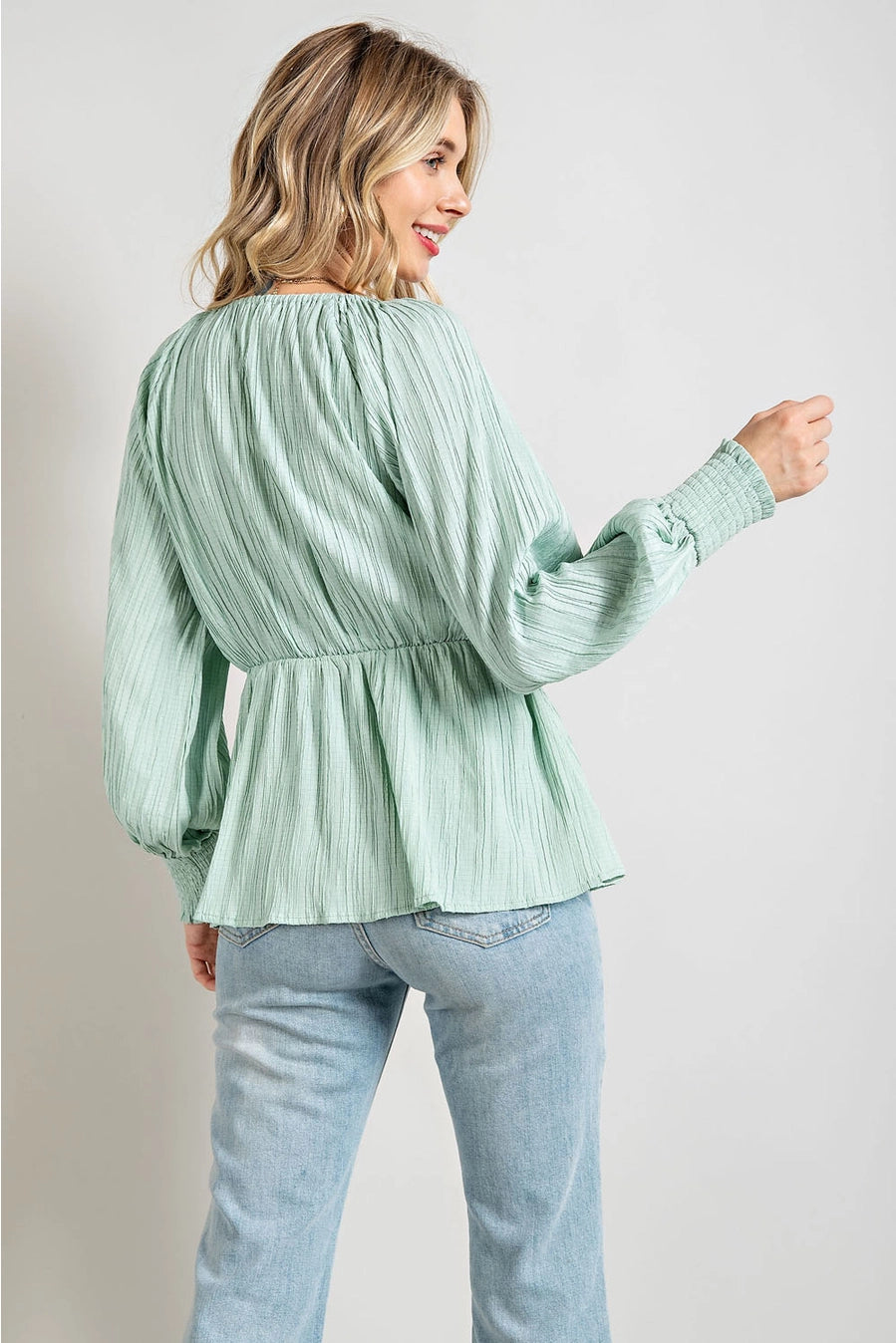 Sage Tie Front Top