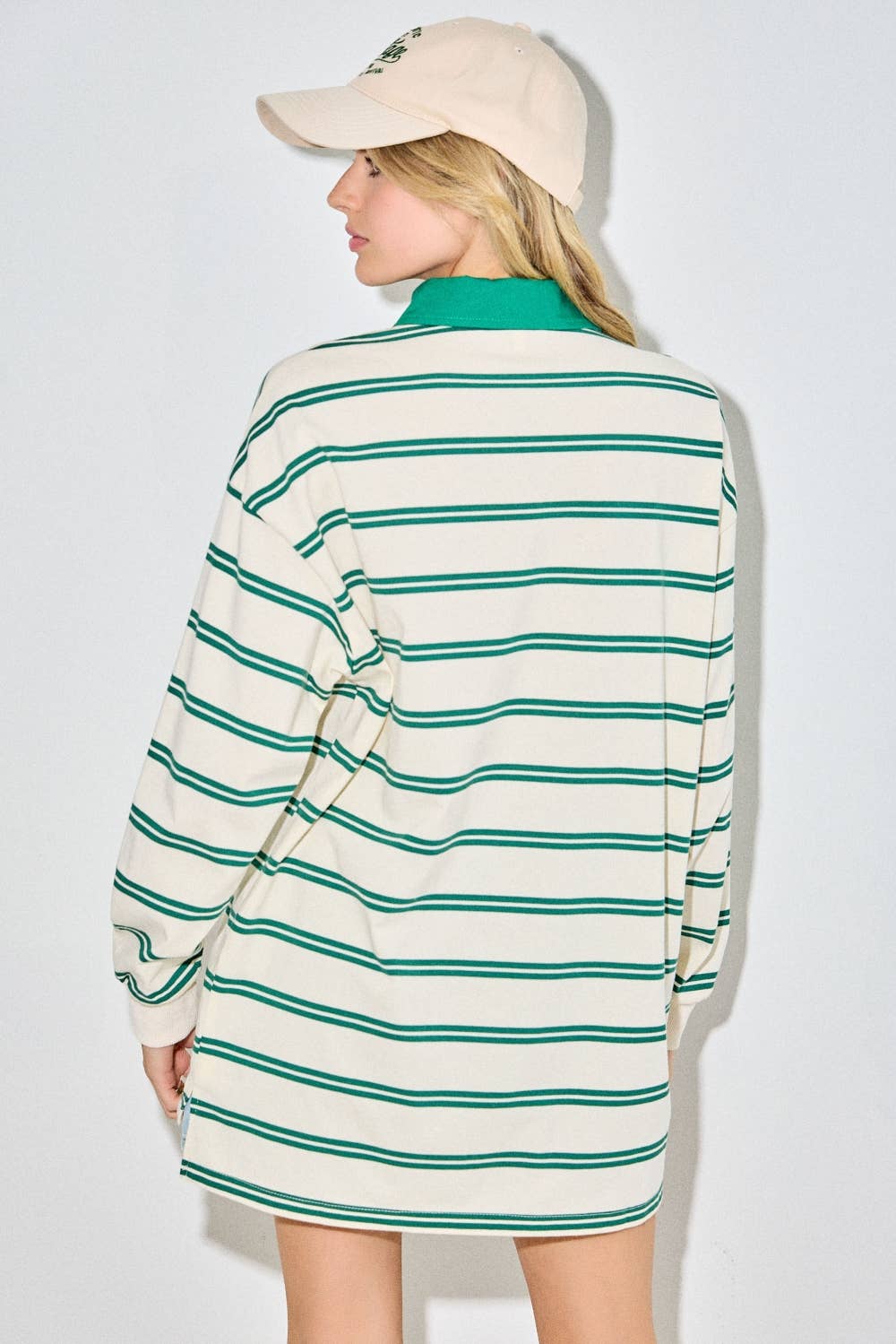 Striped Oversized Rugby Polo Shirt