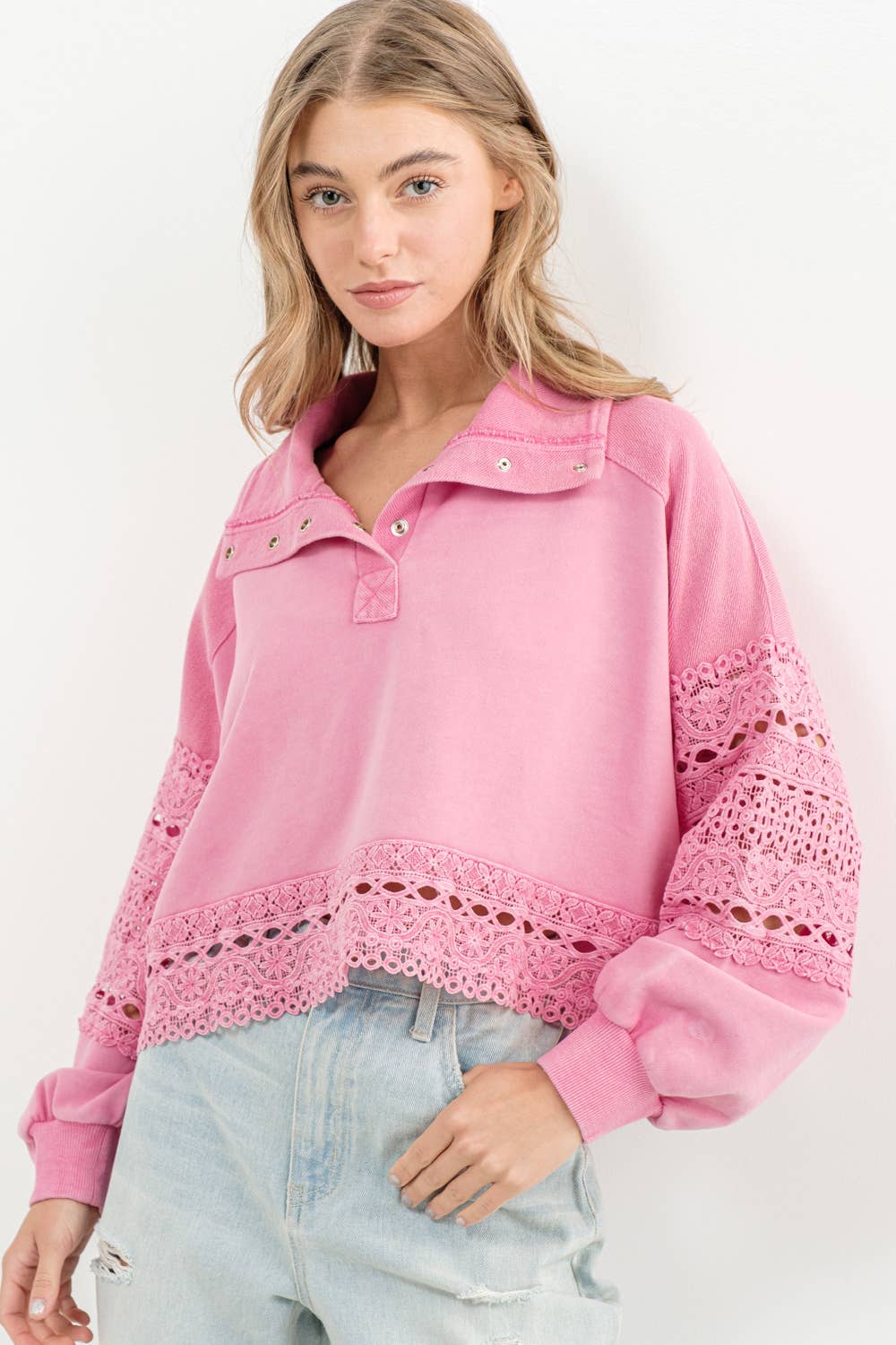 Powerpuff Pink Lace Pullover