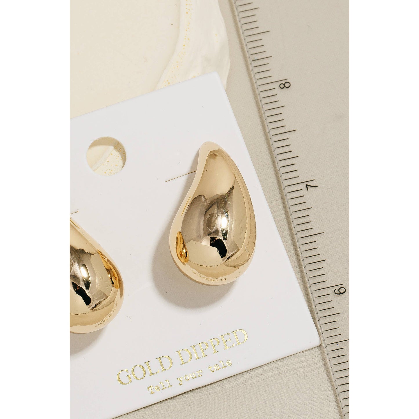 Gold Dipped Large Tear Stud Earrings