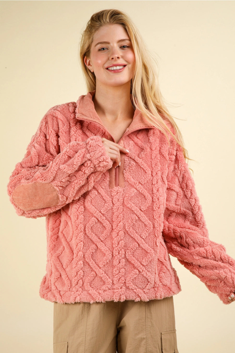 Feeling Cozy Textured Fleece Pullover