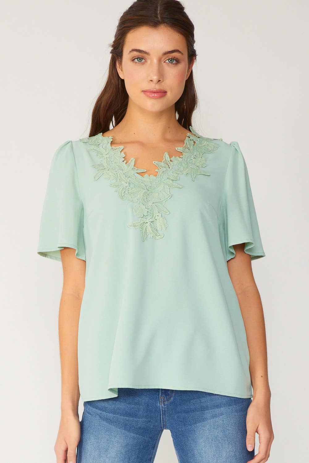 Anette Lace Neckline Top