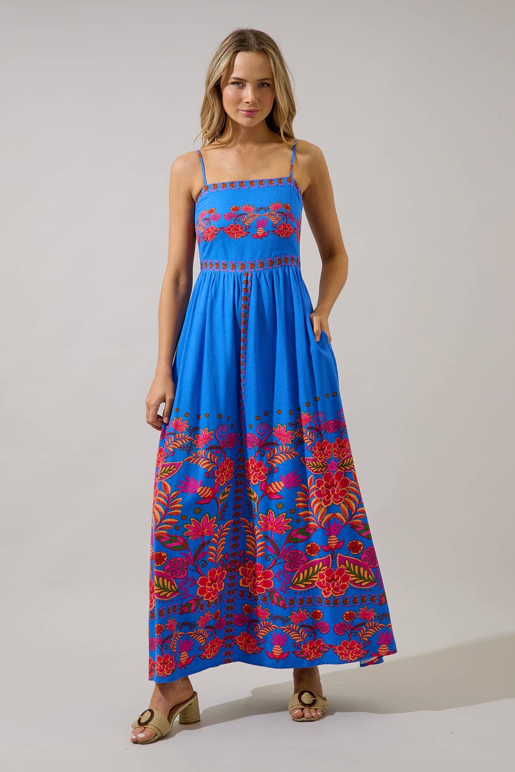 Maline Linen Maxi Dress Floral