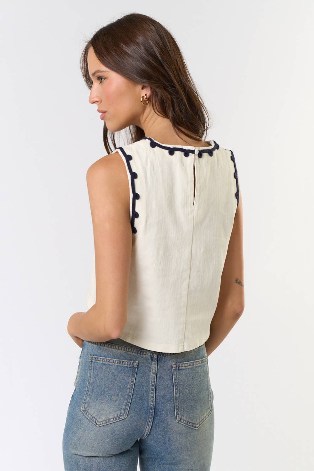 On a Whim Cord Detail Denim Vest Top