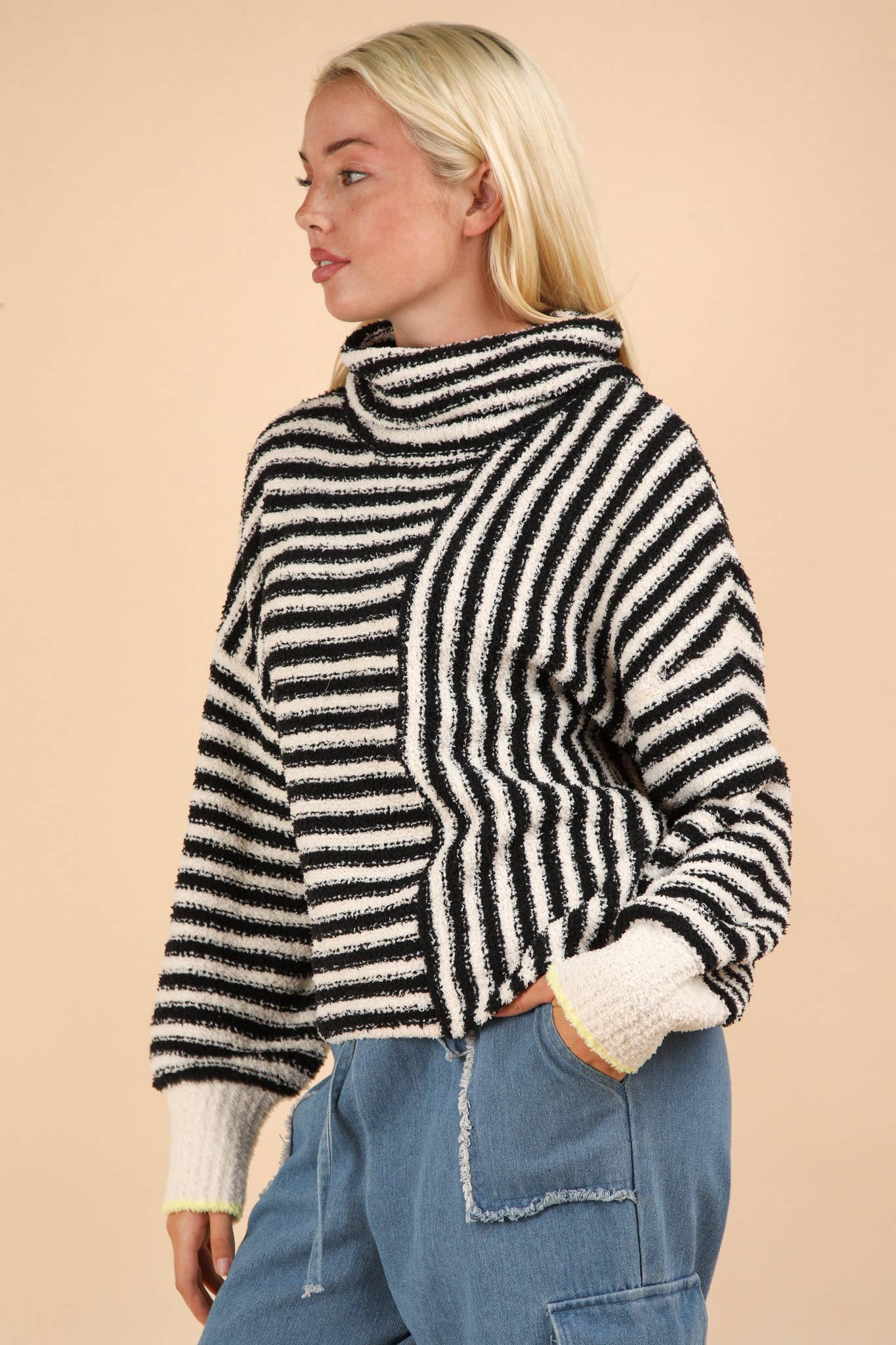 Serene Stripes Mock Neck Sweater